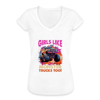 Mädchen mögen Trucks Retro Race Big Monster Vintage - Frauen Vintage T-Shirt - Weiß - Vorne