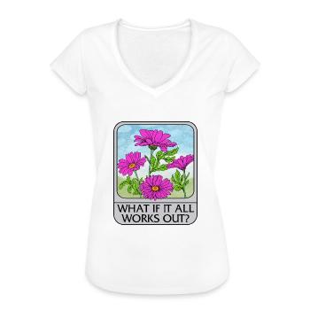 Chemise à fleurs, et si tout fonctionnait Te-shirt, - T-shirt vintage Femme - blanc - Devant - Danielle (179cm)