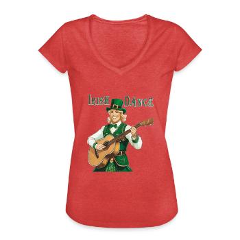DANSE IRLANDAISE - T-shirt vintage Femme - rouge chiné - Devant - Danielle (179cm)
