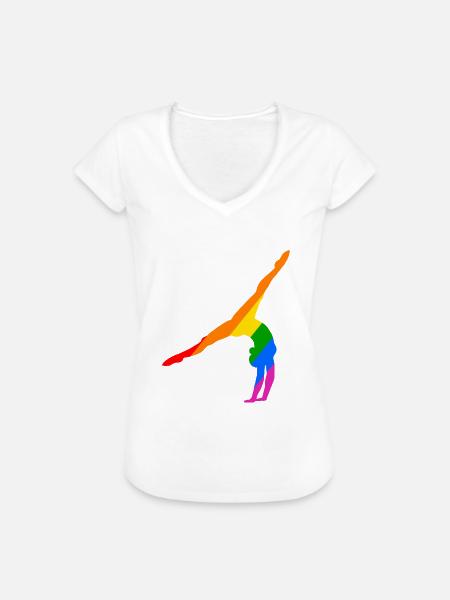 Handstand im Regenbogen - Frauen Vintage T-Shirt - Weiß