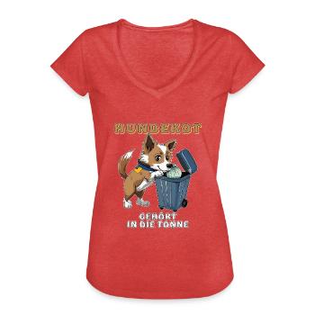 LES EXCRÉMENTS DE CHIEN DOIVENT ÊTRE JETÉS À LA POUBELLE - T-shirt vintage Femme - rouge chiné - Devant - Danielle (179cm)