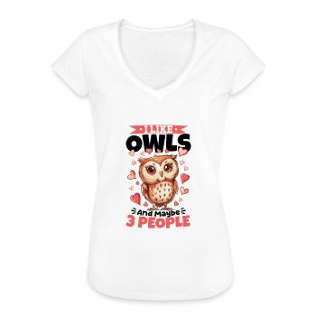 Hibou oiseau nocturne Animal J’aime les hiboux - T-shirt vintage Femme - blanc - Devant - Danielle (179cm)