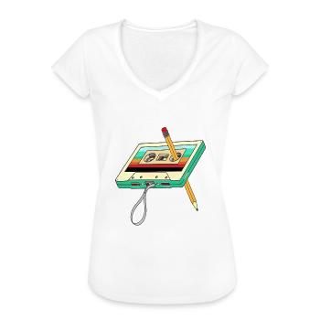 Cassette Tape Pencil 1980s Retro Vintage - Frauen Vintage T-Shirt - Weiß - Vorne
