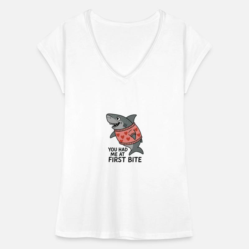 Lachender Hai mit Herzpullover – You had me at Frauen Vintage T-Shirt