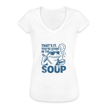 Rolig Groda Meme - Vintage-T-shirt dam - vit - Fram