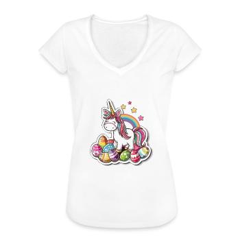 Einhorn Ostern für Kinder Regenbogen und Eier für - Frauen Vintage T-Shirt - Weiß - Vorne