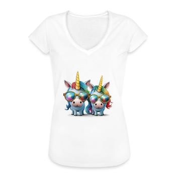 Einhorn zwei Einhörner Festival Einhornshirt Party - Frauen Vintage T-Shirt - Weiß - Vorne