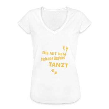 Die mit dem Australian Shepherd tanzt - Frauen Vintage T-Shirt - Weiß - Vorne