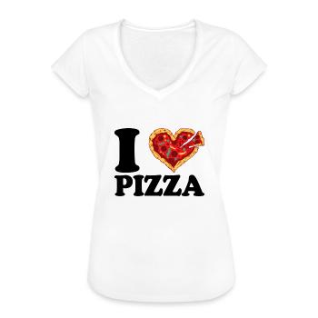 I Love Pizza - Frauen Vintage T-Shirt - Weiß - Vorne - Danielle (179cm)