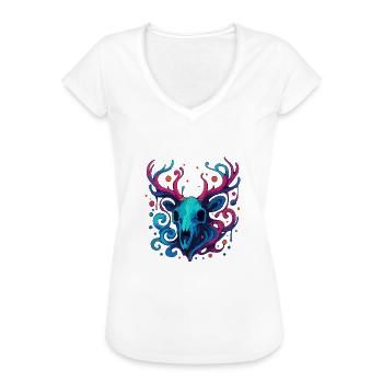 Crâne de bois de cerf - T-shirt vintage Femme - blanc - Devant - Danielle (179cm)