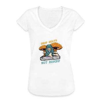 Drop Beats not Bombs DJ Turntable Music - Frauen Vintage T-Shirt - Weiß - Vorne