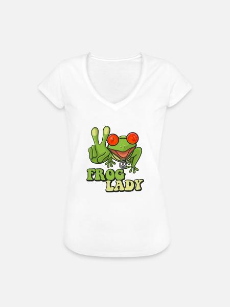 Frog Lady - Frauen Vintage T-Shirt - Weiß