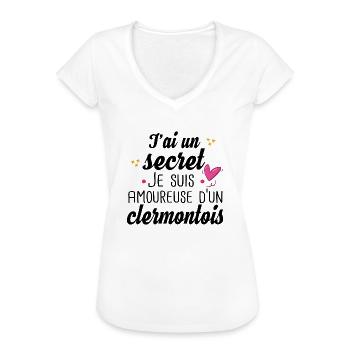 Clermontois Clermont Ferrand Amoureuse Humour - T-shirt vintage Femme - blanc - Devant - Danielle (179cm)