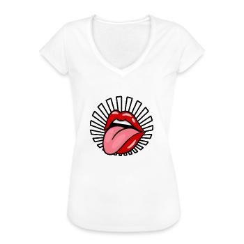 Sexy Zunge Erotisch Mund Kuss Liebe Geschenk - Frauen Vintage T-Shirt - Weiß - Vorne
