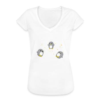 Pinguin - Weltall - Geschenk - Süß - Pinguine - Frauen Vintage T-Shirt - Weiß - Vorne