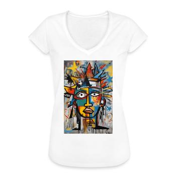 "Avantgardistisches urbanes T-Shirt" - Frauen Vintage T-Shirt - Weiß - Vorne