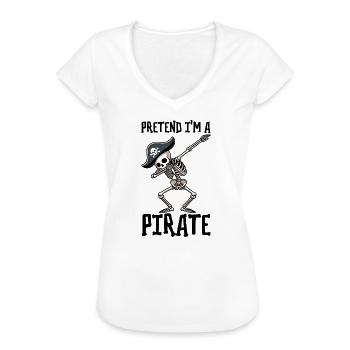 Halloween Pirate Dire Tenue Costume Drôle - T-shirt vintage Femme - blanc - Devant - Danielle (179cm)
