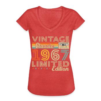 Vinatge 1967 Geburtstagsgeschenk - Frauen Vintage T-Shirt - Rot meliert - Vorne - Danielle (179cm)