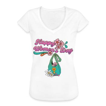 Journée de la femme 8 mars Cadeaux heureux Jour de la femme - T-shirt vintage Femme - blanc - Devant - Danielle (179cm)