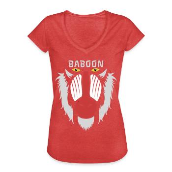 Baboon Monkey Animal Zoo Animal Park Jungle Gift - Women's Vintage T-Shirt - heather red - Front - Danielle (179cm)