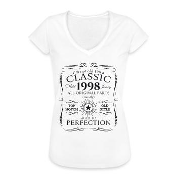 Né le 25 janvier 1998 Homme cadeau - T-shirt vintage Femme - blanc - Devant - Danielle (179cm)