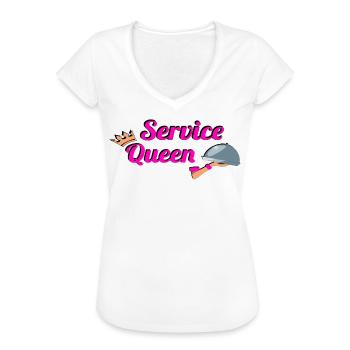 Damen Service Queen Kellner Bedienung Barkeeper - Frauen Vintage T-Shirt - Weiß - Vorne - Danielle (179cm)