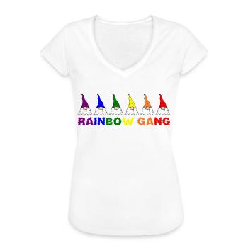 Wichtel Zwerg Regenbogen Gang lustig süßes - Frauen Vintage T-Shirt - Weiß - Vorne