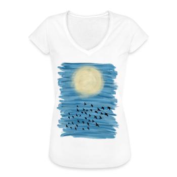 Sun Blue Sky Acrylic Painting - Women's Vintage T-Shirt - white - Front - Danielle (179cm)