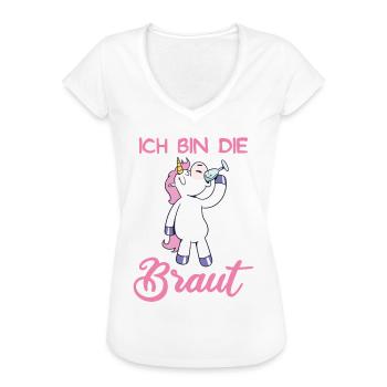 Ich bin die Braut Einhorn JGA Polterabend Party - Frauen Vintage T-Shirt - Weiß - Vorne - Danielle (179cm)