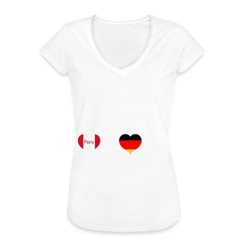 Peru Deutschland Flagge Herz Fahne Herzschlag - Frauen Vintage T-Shirt - Weiß - Vorne