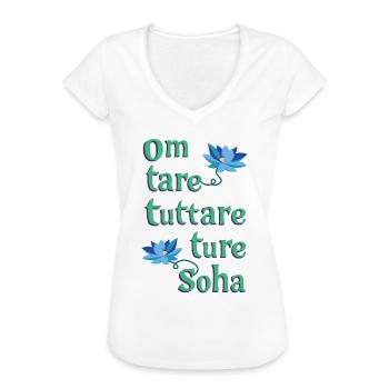 Om Tare Tuttare Ture Soha - T-shirt vintage Femme - blanc - Devant - Danielle (179cm)