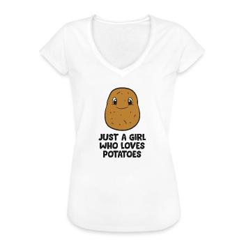 Nur ein Mädchen, das Kartoffeln liebt - Frauen Vintage T-Shirt - Weiß - Vorne