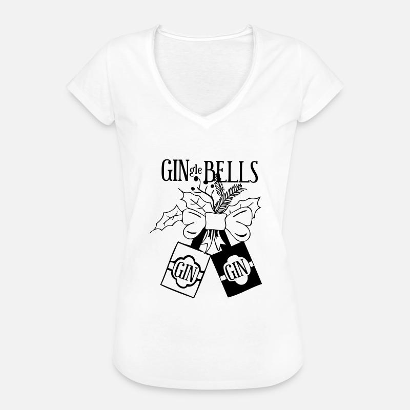 GinGle Bells Cube - Dame vintage T-shirt - hvid