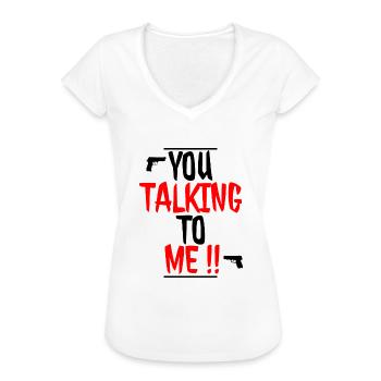 you talking to me - T-shirt vintage Femme - blanc - Devant - Danielle (179cm)