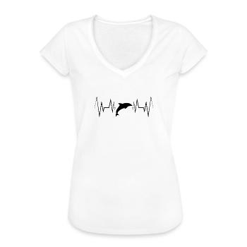 Herzschlag Delfin Silhouette - Frauen Vintage T-Shirt - Weiß - Vorne - Danielle (179cm)