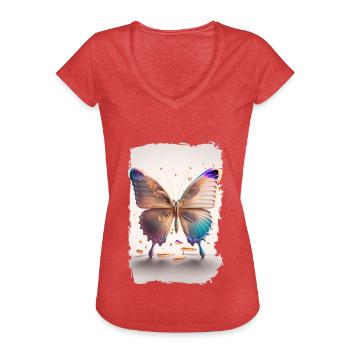 Melting butterfly - Women's Vintage T-Shirt - heather red - Front - Danielle (179cm)