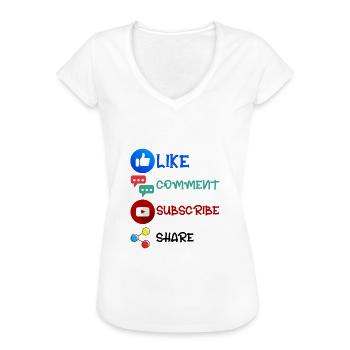Like Comment Subscribe Share 2 - Women's Vintage T-Shirt - white - Front - Danielle (179cm)