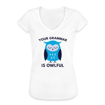 Ihre Grammatik ist eulenvoll - Frauen Vintage T-Shirt - Weiß - Vorne - Danielle (179cm)