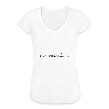Merci tout simplement - T-shirt vintage Femme - blanc - Devant
