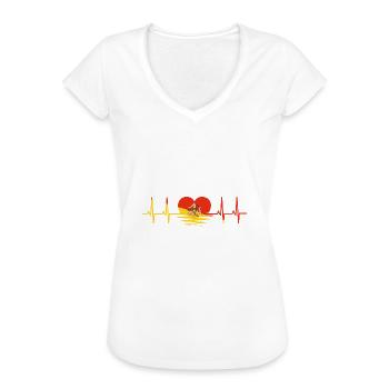Sizilien Fahne Herzschlag Puls Sinuskurve EKG Herz - Frauen Vintage T-Shirt - Weiß - Vorne