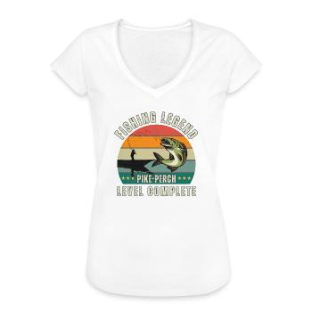 Fishing Legend - Level „Zander“ abgeschlossen - Frauen Vintage T-Shirt - Weiß - Vorne