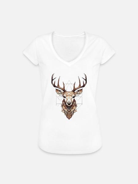 Hirsch Geometrisch - Frauen Vintage T-Shirt - Weiß