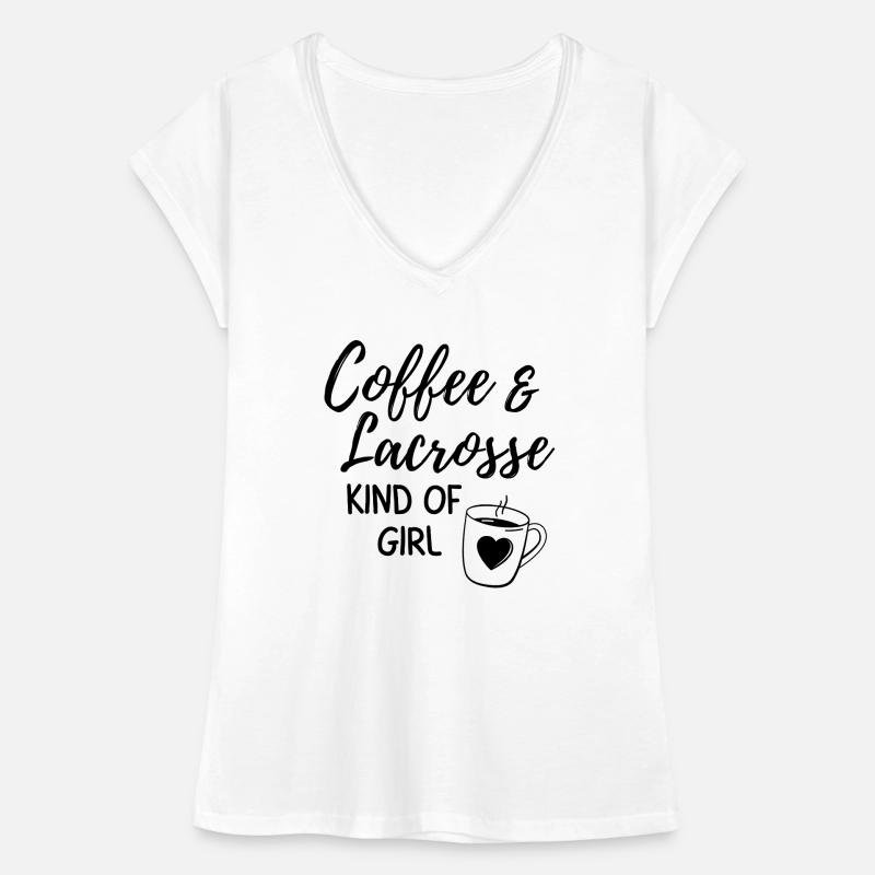 Kaffee & Lacrosse ein Mädchen. Frauen Vintage T-Shirt