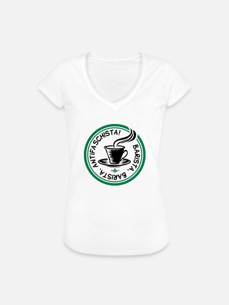 barista antifaschista - Frauen Vintage T-Shirt - Weiß