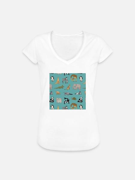 Zoo Muster - Frauen Vintage T-Shirt - Weiß
