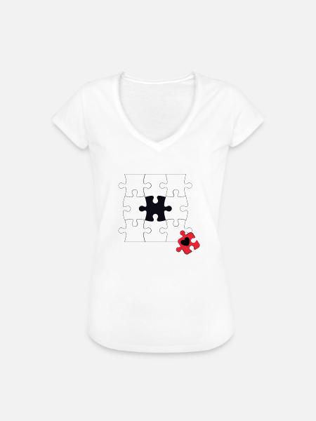Falsches Puzzleteil - Frauen Vintage T-Shirt - Weiß
