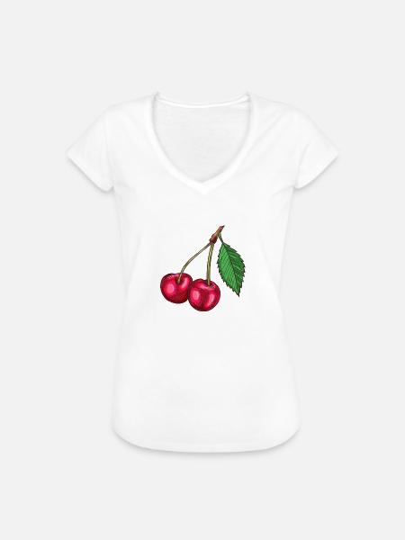 MEINE KIRSCHE - Frauen Vintage T-Shirt - Weiß