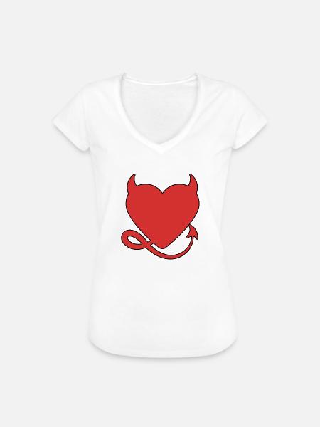 Herz, Teufel - Frauen Vintage T-Shirt - Weiß