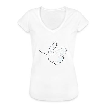 Schmetterling Line Art - Minimalistisch mit Farbe - Frauen Vintage T-Shirt - Weiß - Vorne - Danielle (179cm)