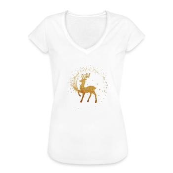 Goldenes Rentier Glitzer Design Winter Waldtiere - Frauen Vintage T-Shirt - Weiß - Vorne